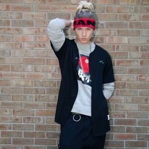 Black/Green RipNDip baseball Jersey